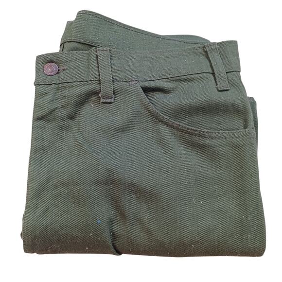 Levis Vintage Sta Prest Big E Army Green Denim Relaxed Fit Pants 36x26 - Picture 1 of 13